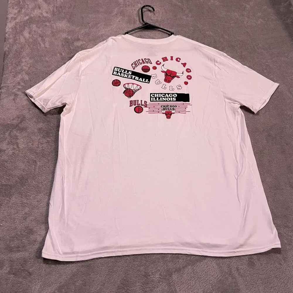Chicago Bulls Shirt Mens 2XL White NBA Basketball Graphic Tee Short Sleeve - Picture 6 of 8